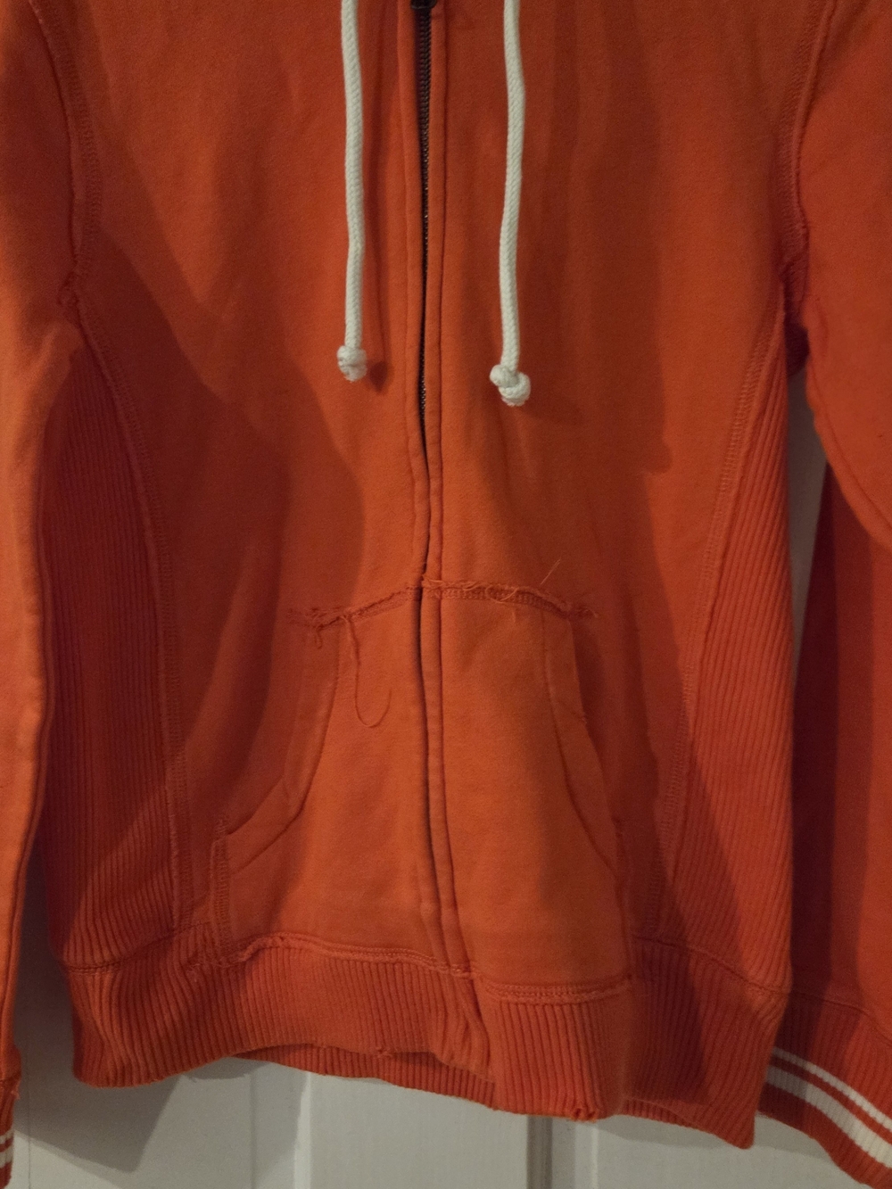Mitchell & Ness Orange Zip-Up Hoodie with White Drawstrings